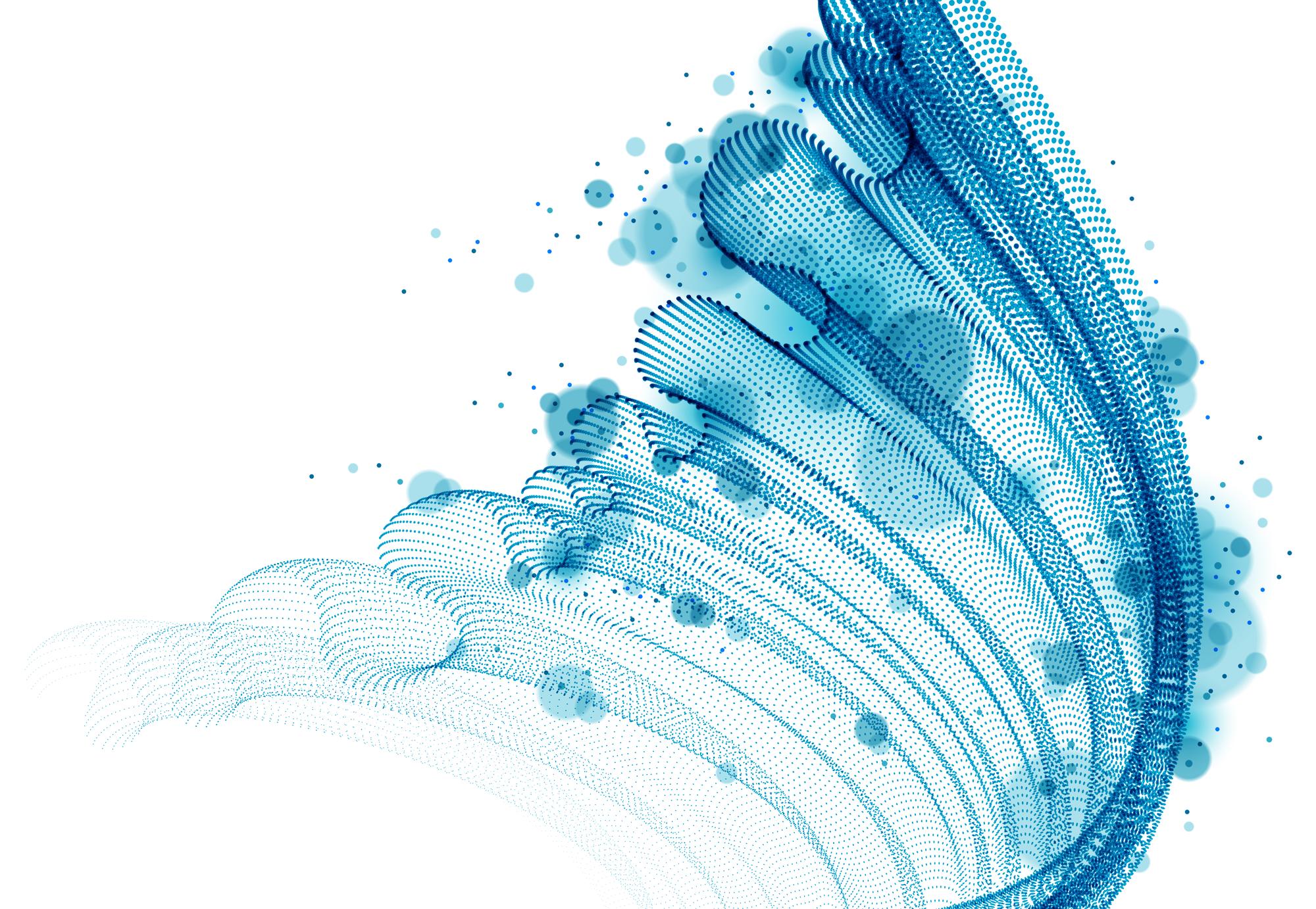 Futuristische Darstellung von Finanzfluss auf blauem Hintergrund